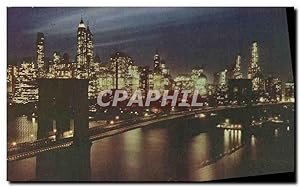 Carte Postale Ancienne Brooklyn Bridge at Night New York