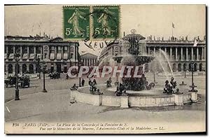 Image du vendeur pour Carte Postale Ancienne Paris VIIIe la place de la Concorde et la Fontaine de N vue sur le Ministere de la Marine l'Auto mis en vente par CPAPHIL