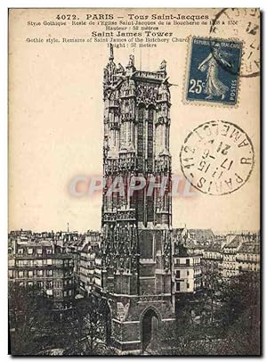 Seller image for Carte Postale Ancienne Paris Tour Saint Jacques style Gothique reste de l'Eglise Saint Jacques de la Boucherie for sale by CPAPHIL