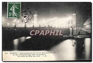 Image du vendeur pour Carte Postale Ancienne Paris Illumination du Pont Alexandre III et de l'Esplanade des Inavalides un soir de fte de nui mis en vente par CPAPHIL