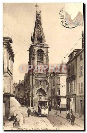 Carte Postale Ancienne Amiens L'Eglise Saint Leu Tramway