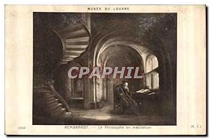 Image du vendeur pour Carte Postale Ancienne Musee de Louvre Rembrandt Le hilosphe en meditation mis en vente par CPAPHIL