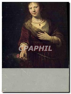 Carte Postale Ancienne Dresden Rembrandt Saskia mit des rotch Blume