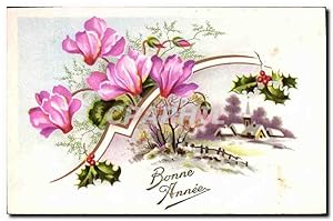 Carte Postale Ancienne Bonne Année Fleurs