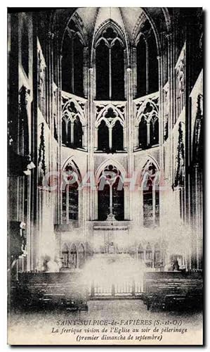 Seller image for Carte Postale Ancienne Saint Sulpice de Favieres S et O La feerique de l'Eglise au soir de pelerinage premier dimanche for sale by CPAPHIL