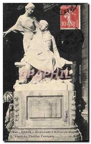 Seller image for Carte Postale Ancienne Paris Monument d'Alfred de Musset Place du Thtre franais for sale by CPAPHIL