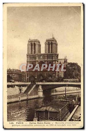 Carte Postale Ancienne Paris Eglise Notre Dame Merveille d'Architecture gothique construction com...