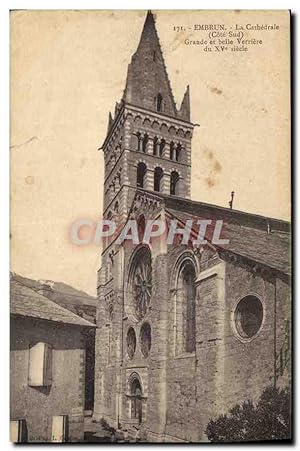 Carte Postale Ancienne Embrun La Cathédrale Cote Sud