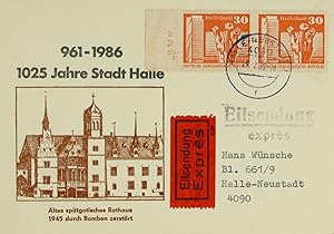 Dekorative Fotokarten 1025 Jahre Stadt Halle 961-1986 Rathaus,