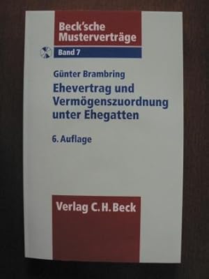 Seller image for Beck`sche Mustervertrge: Band 7. Ehevertrag und Vermgenszuordnung unter Ehegatten. Mit CD for sale by Antiquariat UPP
