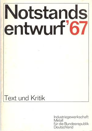 Image du vendeur pour Notstandsentwurf '67. Text und Kritik. mis en vente par Brbel Hoffmann