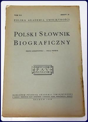 Bild des Verkufers fr POLSKI SLOWNIK BIOGRAFICZNY, TOM VI/5, ZESZYT 30 zum Verkauf von Parnassus Book Service, Inc