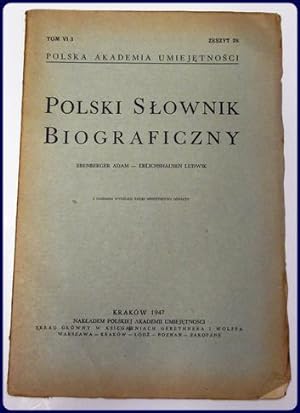 Bild des Verkufers fr POLSKI SLOWNIK BIOGRAFICZNY, TOM VI/3, ZESZYT 28 zum Verkauf von Parnassus Book Service, Inc