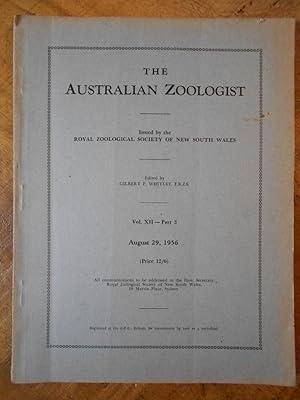 Bild des Verkufers fr THE AUSTRALIAN ZOOLOGIST: Volume XII-Part 3: August 29, 1956 zum Verkauf von Uncle Peter's Books