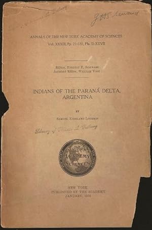 Bild des Verkufers fr Indians of the Parana Delta, Argentina zum Verkauf von The Book Collector, Inc. ABAA, ILAB