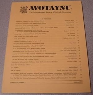 Seller image for Avotaynu: The International Review of Jewish Genealogy, Volume XVIII, Number 2, Summer 2002 for sale by Books of Paradise