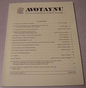 Avotaynu: The International Review of Jewish Genealogy, Volume XXII, Number 1, Spring 2006