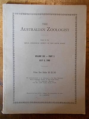 Image du vendeur pour THE AUSTRALIAN ZOOLOGIST: Volume XIII-Part 3: July 6, 1966 mis en vente par Uncle Peter's Books