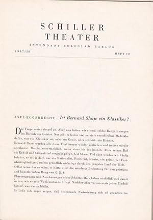 Image du vendeur pour Der Arzt am Scheideweg. Spielzeit 1957 / 1958, Heft 70. Inszenierung: Heinrich Koch, mit u. a.: Walter Franck, Ernst Sattler, Hans Caninenberg, Eduard Wandrey, Julia Costa, Harry Wstenhagen, Lotte Stein. mis en vente par Antiquariat Carl Wegner