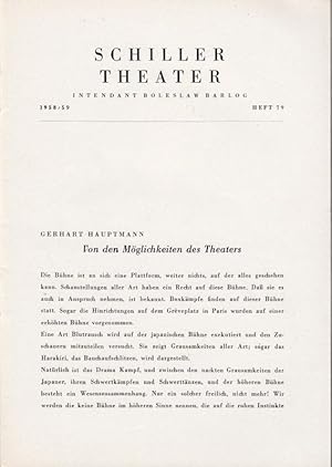 Immagine del venditore per Michael Kramer. Spielzeit 1958 / 1959, Heft 79. Inszenierung: Boleslaw Barlog, mit u.a.: Walter Franck, Maria Schanda, Klaus Kammer, Lu Suberlich, Claus Hofer. Programmheft. venduto da Antiquariat Carl Wegner