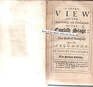 Image du vendeur pour A Short View of the Immorality and Profaneness of the English Stage: Together with The Sense of Antiquity Upon this Argument mis en vente par Malcolm Books