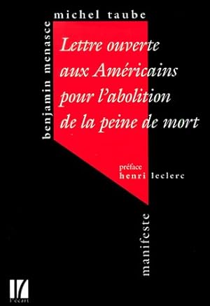 Seller image for Lettre ouverte aux amricains pour l'abolition de la peine de mort for sale by librairie philippe arnaiz