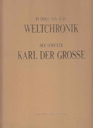 Bild des Verkufers fr Rudolf von Ems. Weltchronik. Der Stricker. Karl der Groe. Drei Probebltter der Faksimile-Ausgabe der Handschrift 302 der Kantonsbibliothek Vadania St. Gallen zum Verkauf von AMAHOFF- Bookstores