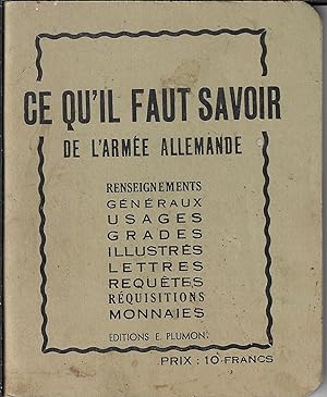Seller image for Ce qu'il faut savoir de l'arme allemande for sale by Bouquinerie Le Fouineur