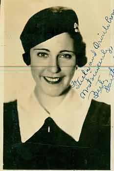 Elizabeth Barthells. (Original Photograph). (Signed and inscribed).