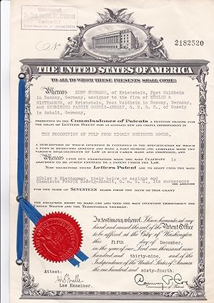 Seller image for US-Patent Nr. 218 2520 ber die Herstellung von Papiermasse aus stark harzhaltigen Hlzern (pulp from highly resinous woods). for sale by Antiquariat Ruthild Jger