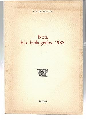 Imagen del vendedor de Nota Bio-Bibliografica 1988 a la venta por Il Salvalibro s.n.c. di Moscati Giovanni