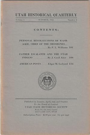 Utah Historical Quarterly. Volume 1 - Number 4