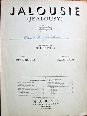 Image du vendeur pour Jalousie (Jealousy). mis en vente par Ken Jackson