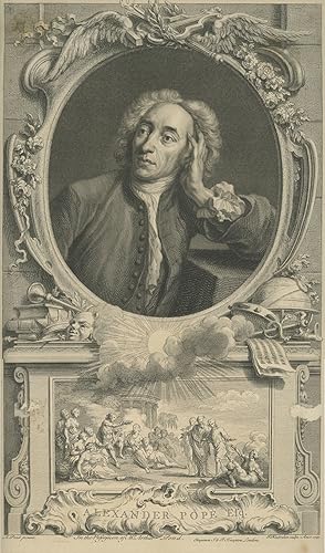 Original engraving of a portrait of Alexander Pope after a portrait by Arthur Pond, which is afte...