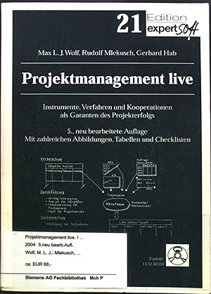 Seller image for Projektmanagement live : Instrumente, Verfahren und Kooperationen als Garanten des Projekterfolgs. Edition expertsoft; Band 21. for sale by books4less (Versandantiquariat Petra Gros GmbH & Co. KG)