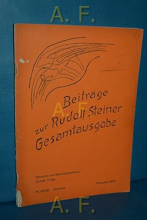 Bild des Verkufers fr Beitrge zur Rudolf Steiner Gesamtausgabe. Sprache und Sprachgestaltung, Zweite Folge. Nr. 65/66. Dornach, Pfingsten 1979. Verffentlichungen aus dem Archiv der Rudolf Steiner-Nachlassverwaltung, Dronach. zum Verkauf von Antiquarische Fundgrube e.U.