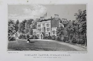 Bild des Verkufers fr Original Antique Lithograph Illustrating Dimland Castle in Glamorgan, Wales, the Seat of John Nicholls Carne. Visitation of Seats By J. B. Burke, Published in 1852 - 1855. zum Verkauf von Rostron & Edwards