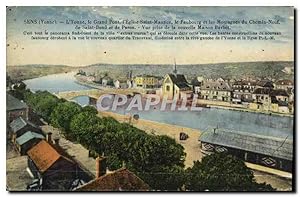 Immagine del venditore per Carte Postale Ancienne Sens Yonne L'Yonne le Grand Pont l'Eglise Saint Maurice le Foubourg et les Montagnes du Chemin N venduto da CPAPHIL