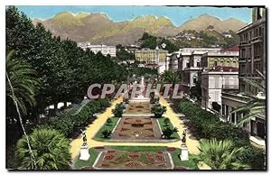Image du vendeur pour Carte Postale Ancienne Menton vue d'Ensemble des Jardins Public Les Montagnes de Sainte Agnes mis en vente par CPAPHIL