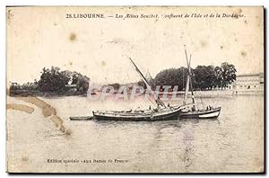 Seller image for Carte Postale Ancienne Libourne Les Alees Souchet Confluent de l'Isle et de la Dordogne Bateaux for sale by CPAPHIL