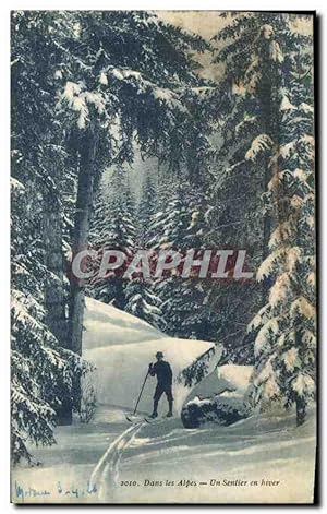 Imagen del vendedor de Carte Postale Ancienne Dans les Alpes Un Sentier en hiver a la venta por CPAPHIL