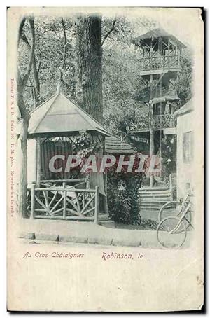Carte Postale Ancienne Au Gros Chataignier Robinson Velo cycle