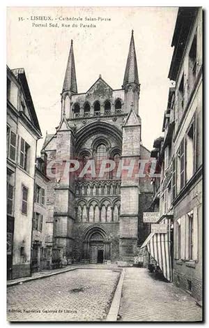 Imagen del vendedor de Carte Postale Ancienne Lisieux Cathdrale Saint Pierre Portail Sud Rue du Paradis a la venta por CPAPHIL