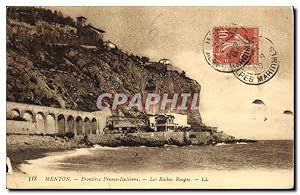 Imagen del vendedor de Carte Postale Ancienne Menton Frontiere Franco Italienne Les Roches rouges a la venta por CPAPHIL