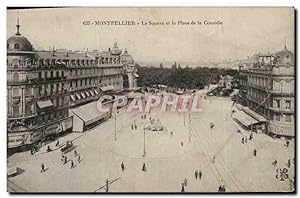 Carte Postale Ancienne Montpellier le Square et la Place de la Comedie