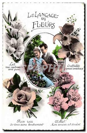 Bild des Verkufers fr Carte Postale Ancienne Le Langage des Fleurs Femme zum Verkauf von CPAPHIL