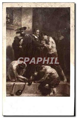 Seller image for Carte Postale Ancienne Scene de Galere avec Portrait de Saint Vincent de Paul for sale by CPAPHIL