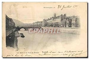 Carte Postale Ancienne Besancon les Quais et le Pont de Battant