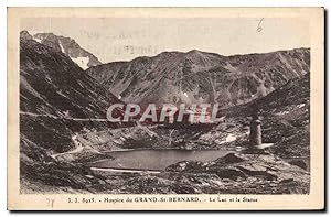 Carte Postale Ancienne Hospice du Grand St Bernard Le Lac et la Statue