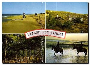 Bild des Verkufers fr Carte Postale Moderne Visage des Landes Promenades a cheval en fort dans les dunes et en borduce de l'Ocean avec le C zum Verkauf von CPAPHIL